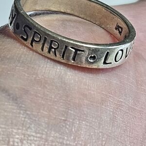 Marsala "Peace Mind Body Spirit Love" Sterling Silver Ring Inspirational 8.5